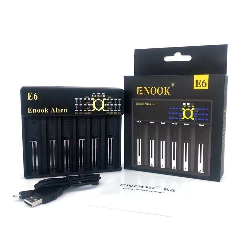 2A 6 slot Lithium Ion Battery Charger 18650/26650/18350/18490/18500