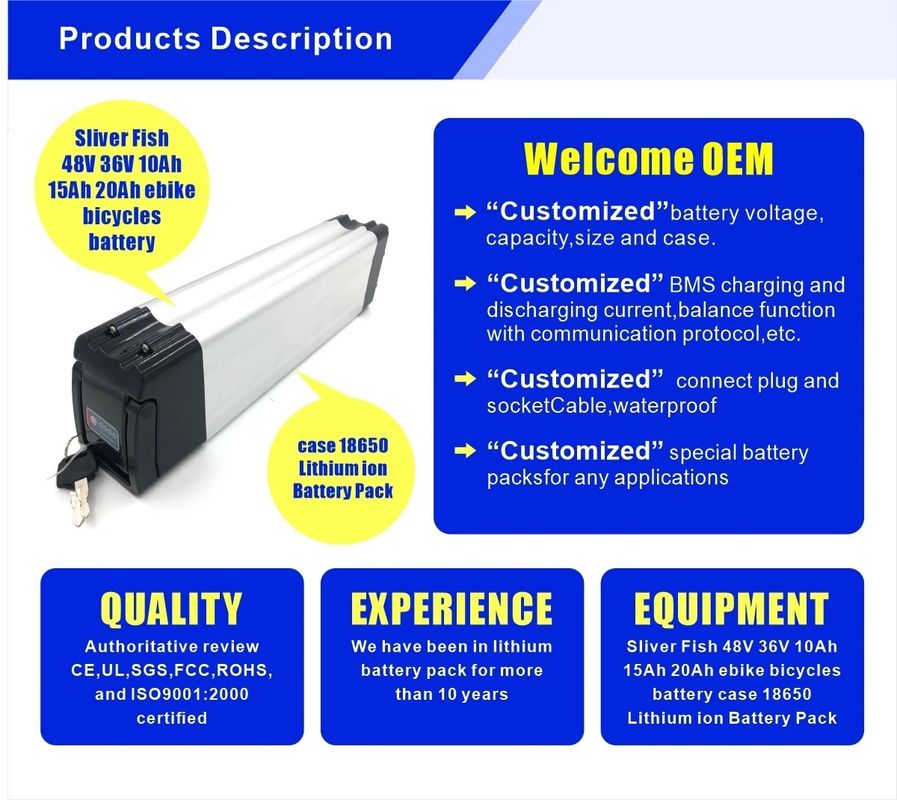12V 24V 48V 36V 10Ah 20Ah E Scooter Battery Pack Bộ pin lithium tùy chỉnh cho xe đạp