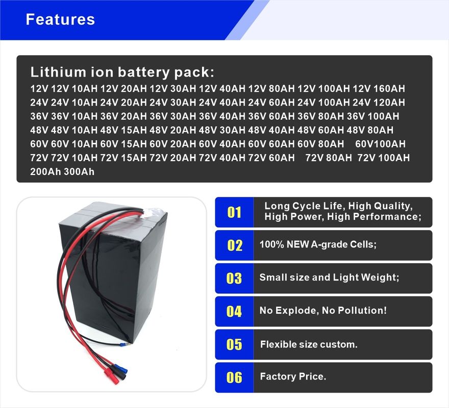 E Scooter 72v 40ah 45Ah 3000W Motor Lithium Battery Pack Cho pin di động điện