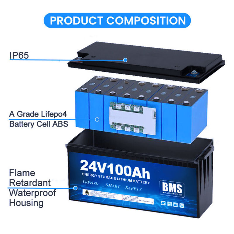 12V 100Ah Deep Cycle Ion Battery 200Ah 24V Lithium Ion Battery Pack cho xe cắm trại xe RV Boat