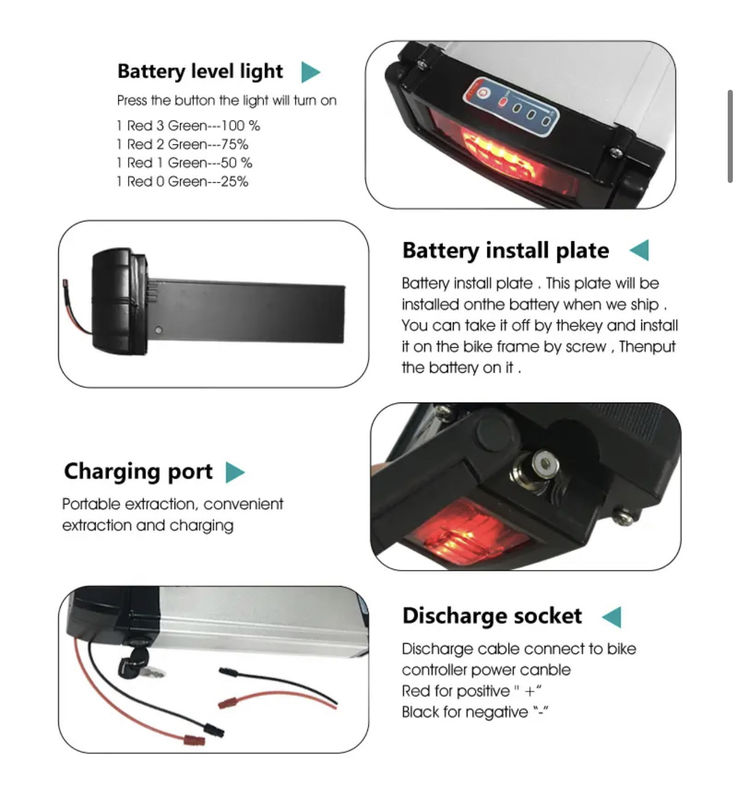 36v e-bike rack sau pin lithium ion 48v 10ah 12ah 20ah 21ah cho e-bike xe đạp điện