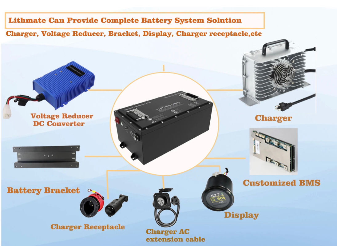OEM ODM Sạc lại 36v 48v 72v 100ah 200ah 300ah Pin Lithium Ion Lifepo4 Pin xe gôn