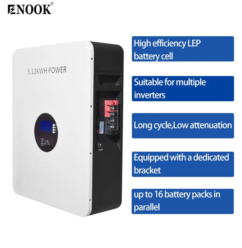 LFP pin lưu trữ năng lượng gia đình 6000x Thời gian sử dụng 5.12kwh PowerWall 51.2V 100Ah nguồn điện khẩn cấp