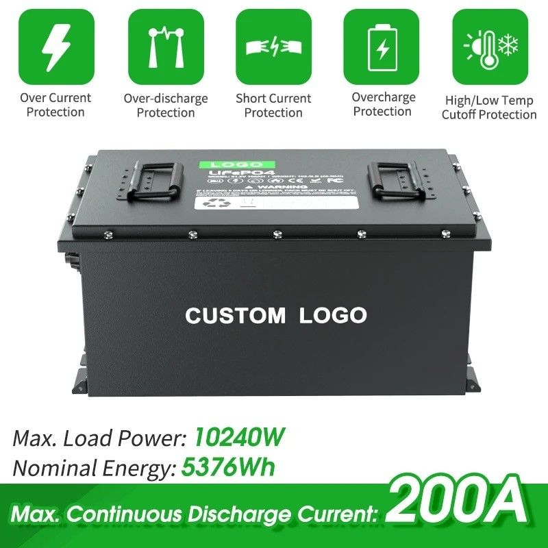 58.4V 100ah 105ah 200ah Golf Cart LiFePO4 Lithium Ion Electric Battery Pack 51.2V Deep Cycle IP64
