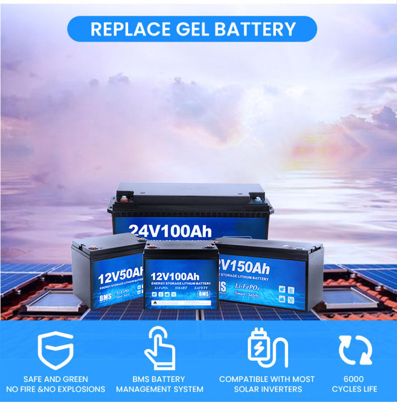 Tuổi thọ chu kỳ sâu 4000 lần 12V 200ah Pin LiFePO4 cho hệ thống lưu trữ năng lượng mặt trời gia đình và RV